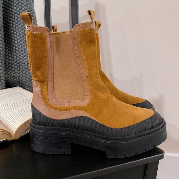 Sam Edelman Lulia Lug Sole Chunky Suede Boots Camel Brown Whiskey Gorpcore 10 - Picture 12 of 12